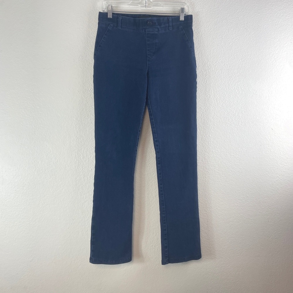 Betabrand Pull-on Jeans Denim Pants M Indigo Blue Straight Leg Workleisure W0626